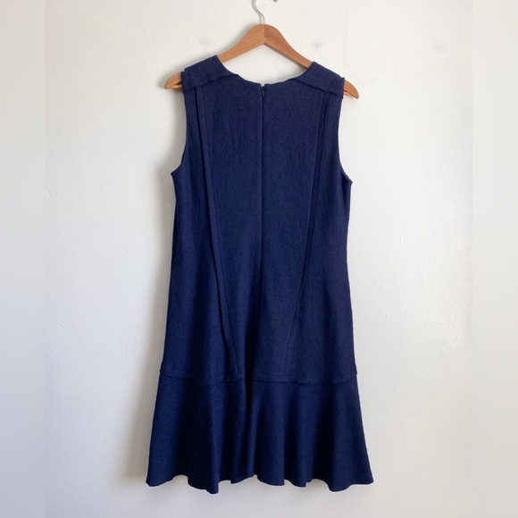 Ann Taylor Wool Peplum Boucle Navy Blue Sleeveless Dress Career Event Wedding 14 - Picture 7 of 10
